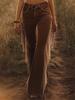 Black High-Waist Flare Pants with Side Fringe Details