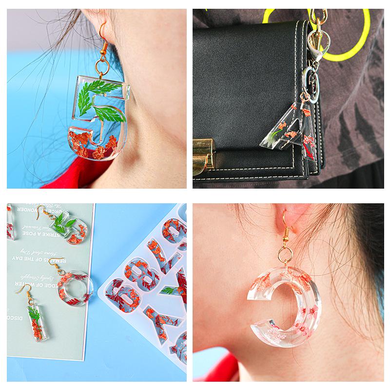 Transparent Letter Silicone Mold Letter And Number Mold Epoxy Resin Molds For Diy Jewelry Dried Flower Resin Crafts Tool