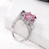 Cao Shi's Heart-Shaped Pink Zircon Diamond Ring - European & American Style for Weddings & Proposals