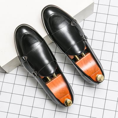Mode Herren Klassische Retro Schnalle Monk Loafers Mokassins Herren Slipper Casual Lederschuhe Herren Party Hochzeit Fahr-Flats