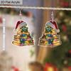 2D Flat Christmas Hat Book Dangle Earrings, Lightweight Acrylic Material,  Suitable for Women, Ideal for Party Gifts, Jewelry, and Christmas Gifts.