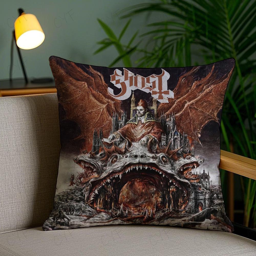 Rock G-Ghost Heavy Metal Band Pillow Case Anti-dustmite Pillowcase Invisible zipper silky short plush Sofa cushion cover