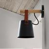 E27 Wall Mounted Pole Hanging Wooden Lamp LED Living Room Bedroom Bedside Light