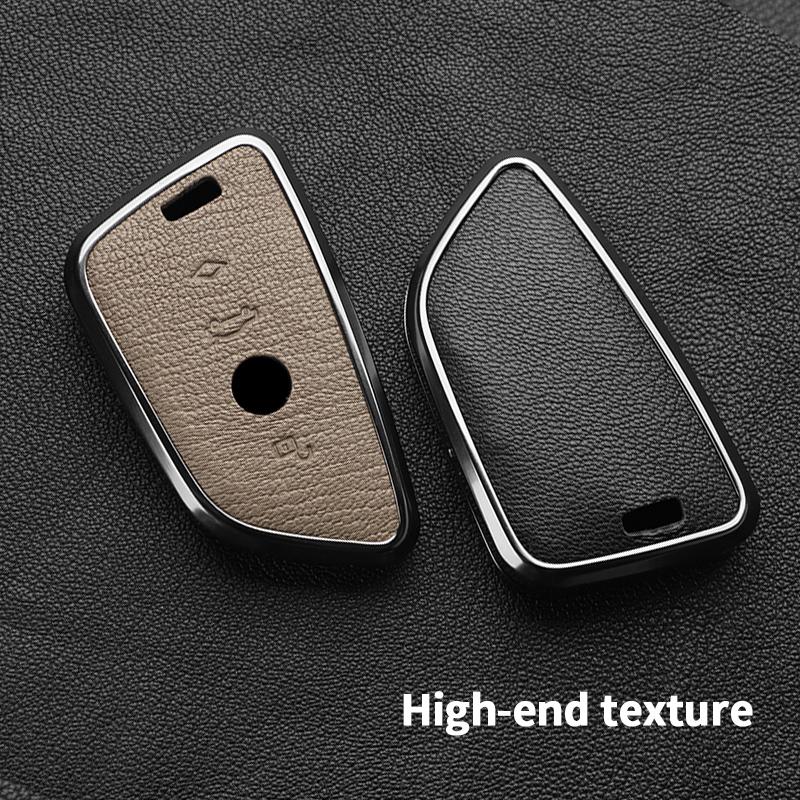 Interior Mouldings Metal and Leather Car Key Case For BMW 1 3 5 7 Series x1 x3 x5 x7 F20 F48 F15 F16 G20 G28 G22 G23 G30 G12 Key