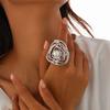 SHIXIN Punk Irregular Geometric Hollow Out Big Round Rings for Women Elegant Imitation Pearls Finger Rings 2026 Fashion Party