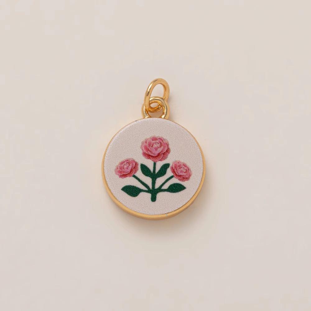 Flower Series Necklace Pendant Colorful Hand-Drawn Necklace Making Connector  Charms Making