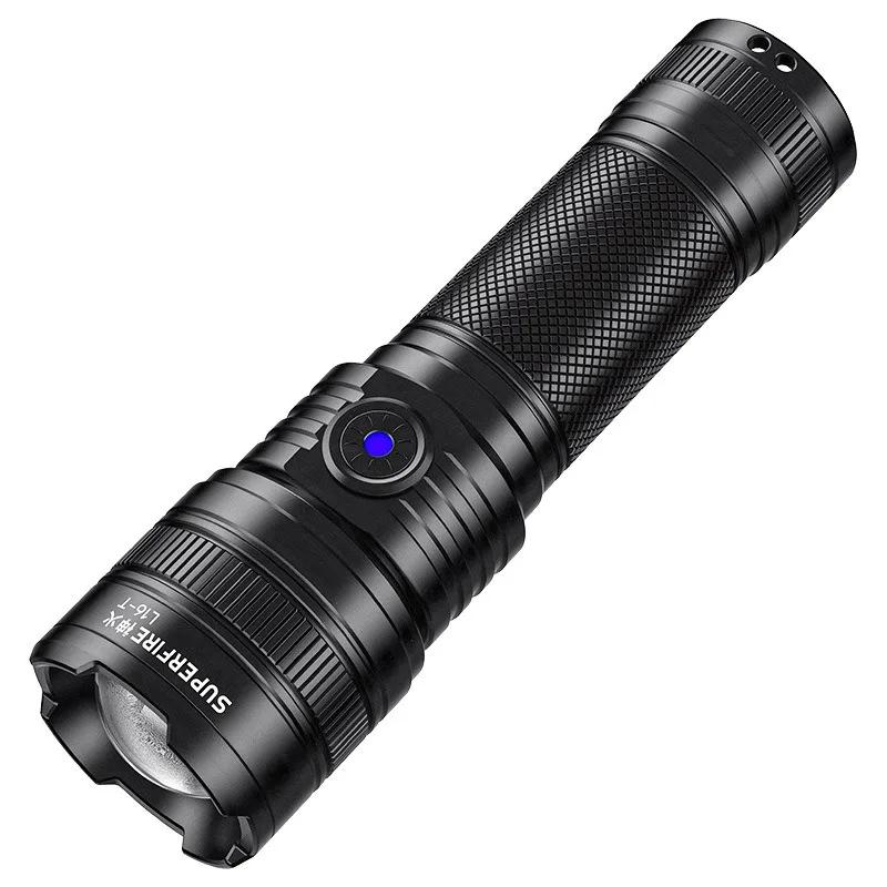 Strong Light Long-range LED Flashlight USB Charging Portable Flashlight with Telescopic Zoom Waterproof Flashlight
