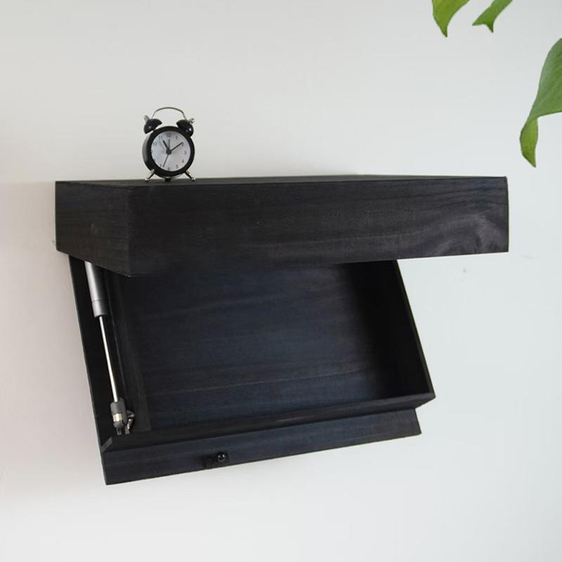Magic Flap Wall Shelf With Hidden Secret Compartment Concealed Floating Shelf Wall-Mounted Storage Rack Hidden Compartment