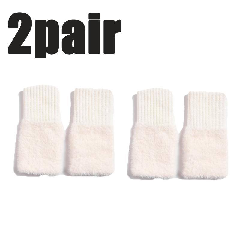 1/2PC Winter Knitted Half-finger Plush Gloves Women Warm  Knitted Fingerless Gloves Touch Screen Open Finger Gloves Soft Mittens