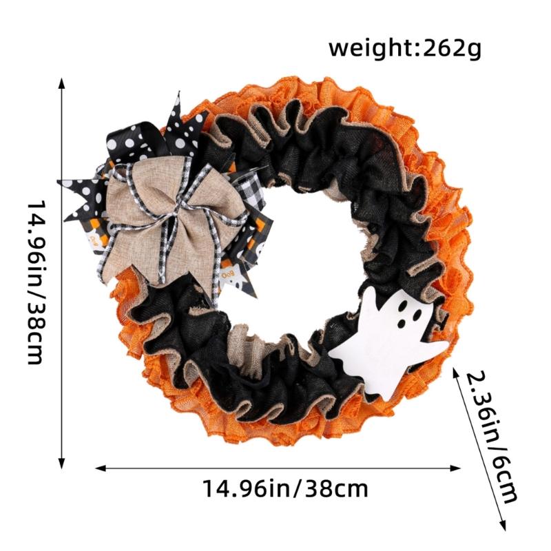 Halloween Holiday Wreath Hanging Ornaments Artificial Wreath for Front Door Farmhouses Garden Yard Halloween Decorations