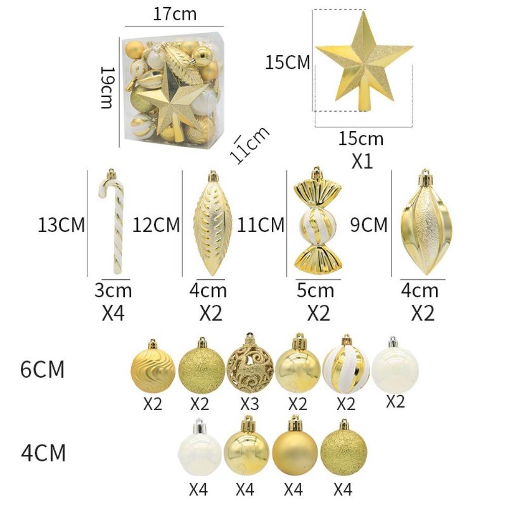 40Pcs Electroplated Balls Christmas Tree Ornament Plastic New Year Christmas Gifts Boxes Pendant Pendant DIY Crafts Painted