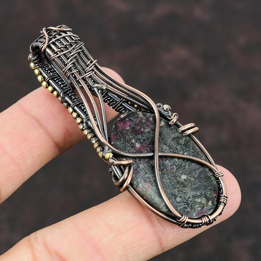 Eudialyte Copper Pendant Copper Wire Wrapped Pendant Handmade Jewelry Moonstone Gemstone Pendant Gift For Women Wrapping Eudialyte Jewelry