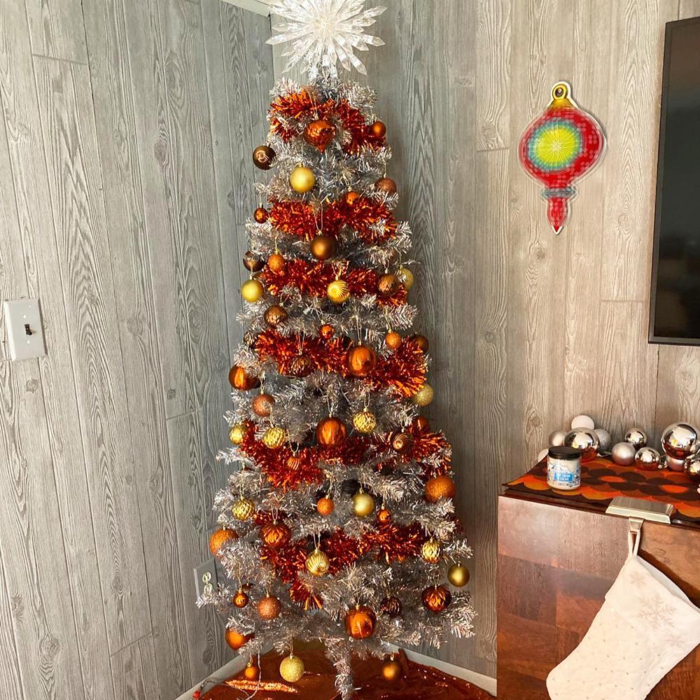 34pcs Christmas Balls Ornaments Xmas Tree Decorations Royal Blue Retro Orange Gold Hanging Ball Christmas Party Decor Birthday