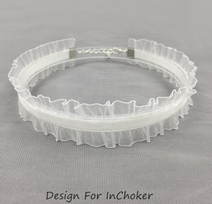 

Бархатное кружевное колье-чокер с рюшами для женщин - Модное сладкое украшение на ключицы белый