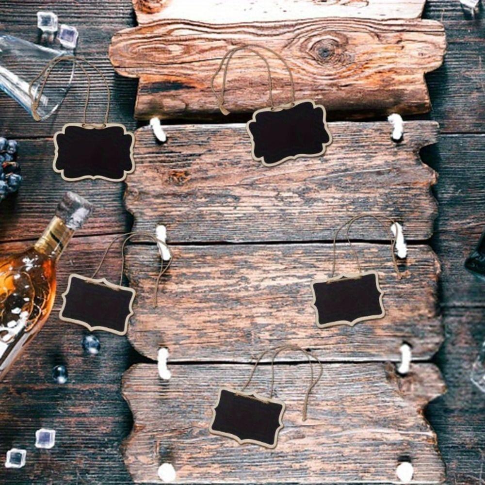 20Pcs Wooden Mini Double-Sided Blackboards Hanging Wedding Venue Card Chalkboard Memo Board  Home