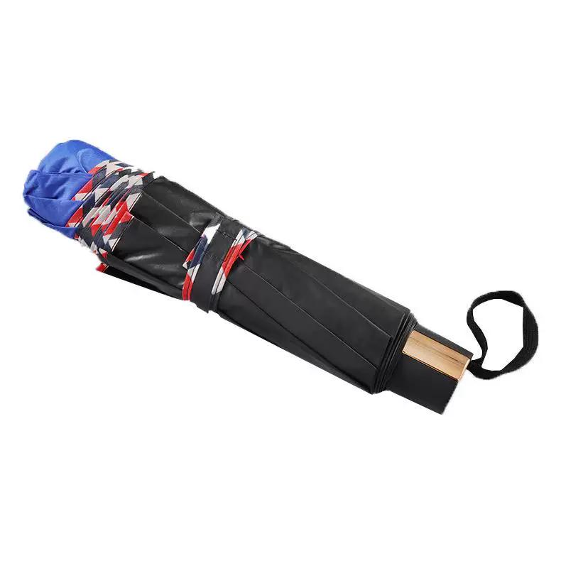 Extra-Large Ten-Rib Sunshade Umbrella, Business-Grade Black-Coated Double Sun Umbrella, Folding Umbrella