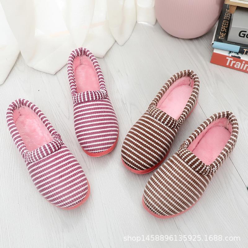 Winter Cotton Slippers Women's Cloth Shoes Indoor Bag Heel Plush Home Non-slip Plush Thermal Cotton Slippers