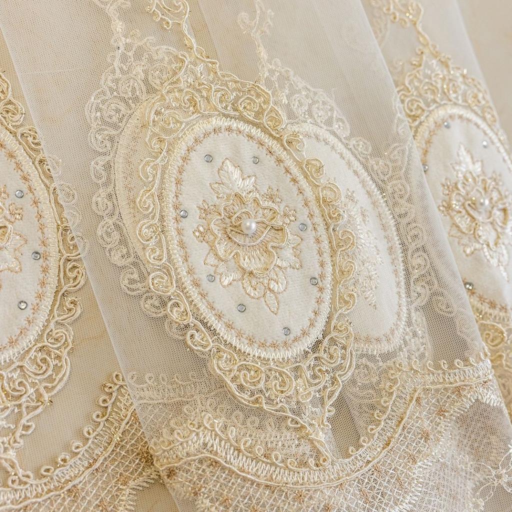 European High-grade Window Screen Bay Window Living Room Balcony Blackout Relief Embroidery Embroidery Gauze Curtain Bedroom Curtain