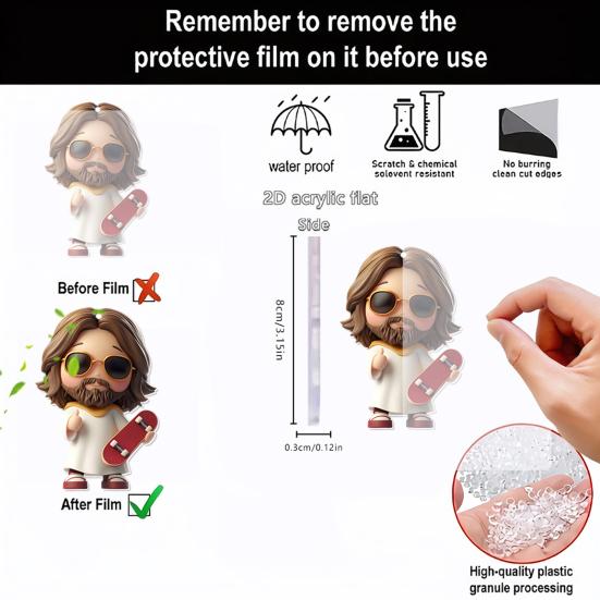 Car Rearview Mirror Ornament 2D Flat Hanging Pendant with Lanyard Easy To Hang Backpack Keychain Decoration