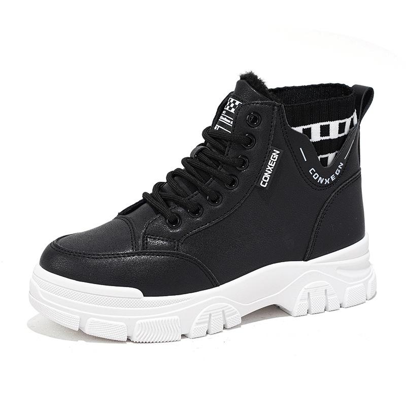 Winter New High-top Cotton Shoes Ins Student Platform-soled Velvet Sports Snow Boots H
