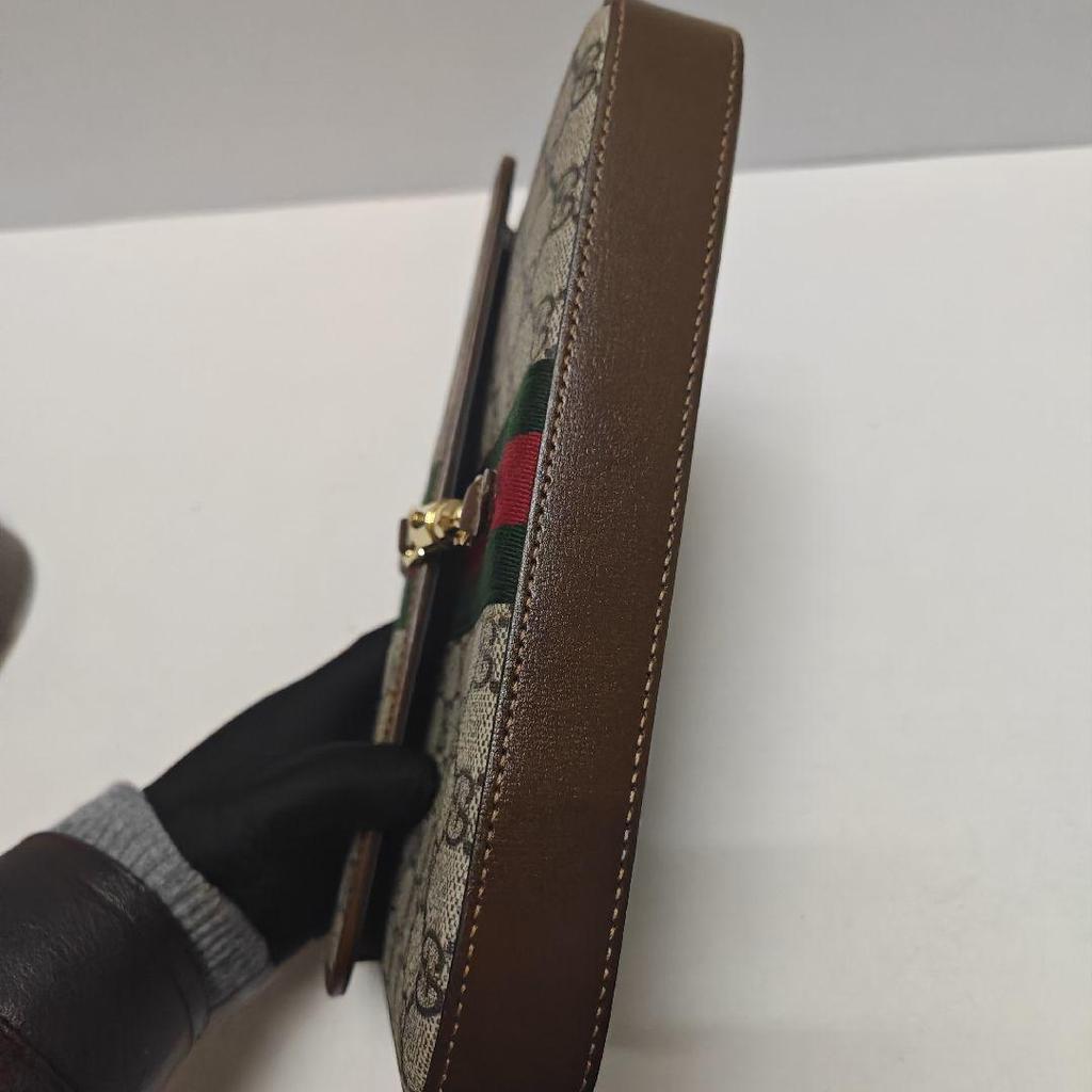 [Pre-Owned] Jackie 1961 Gold Lock Monogram Adjustable Waist Belt Canvas With Leather Trim Messenger Bag Canvas Waist Bag Small - Excellent #MQ2HA1