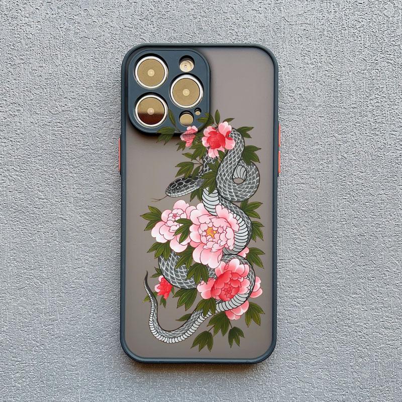 Creative Simple Style Snake Flower Phone Case for Iphone 15 14 16 Pro Max 11 12 13 Mini Pro Max X XR XS 7 8 Plus Shockproof Case