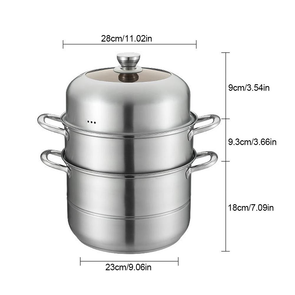 

Пароварка из нержавеющей стали с корзиной для пароварки, кастрюля для супа, пароварка с ручкой, кастрюля для бульона, посуда для кухонных принадлежностей