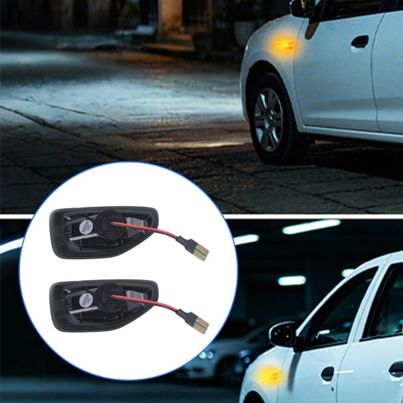 Sequential LED Side Indicator Lamp Set, Side Marker Lights With Lead-Wire Connection, ABS Housing, PC Lens Cover, 2-Piece Replacement Assembly