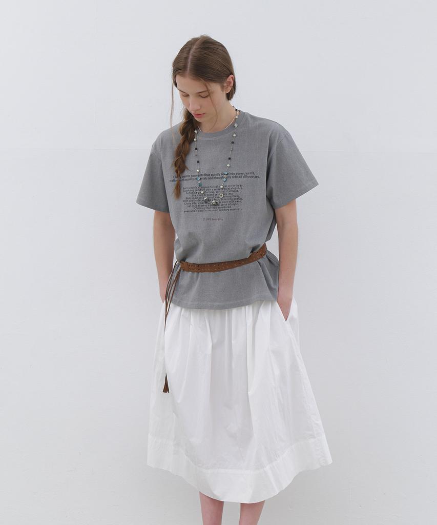 CLUNY Muse Shirring Flare Long Skirt - White