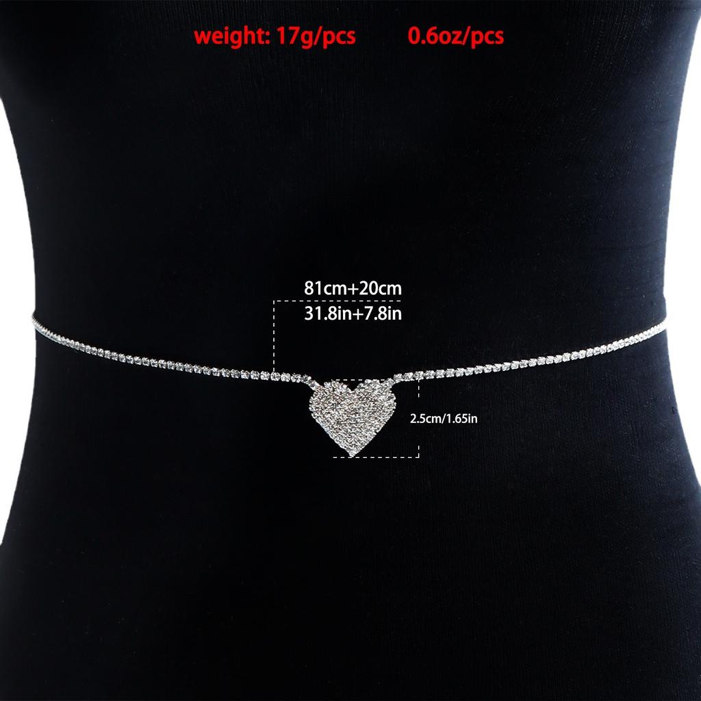 Full Diamond Love Claw Chain Waist Chain Sexy Fashion Wind Beach Rhinestone Simple Body Chain
