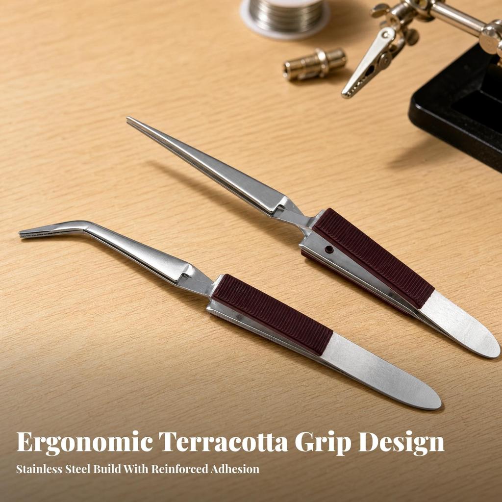2 Pieces Rebound Clamp Tweezer Easy-Grip for Model Making