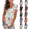 Women's Casual V-Neck Tops Short Sleeve T-shirt Printed Plus Size Summer T-shirt Tunic Top