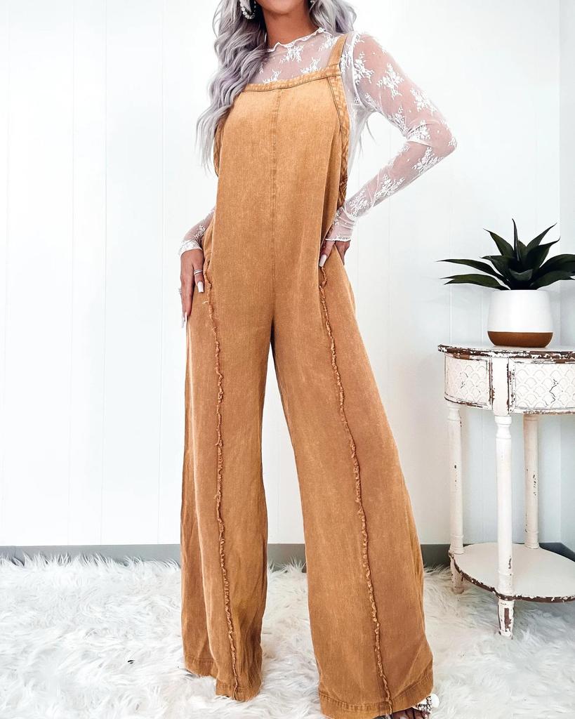 2024 Spring Women's Retro Washed Wide-Leg Overalls