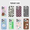 Luxury Clmj INS Korean Grid Phone Case for iPhone 17 16 15 14 13 12 11 Pro Max X XS XR Plus Air Glossy Film Hard PC Cover