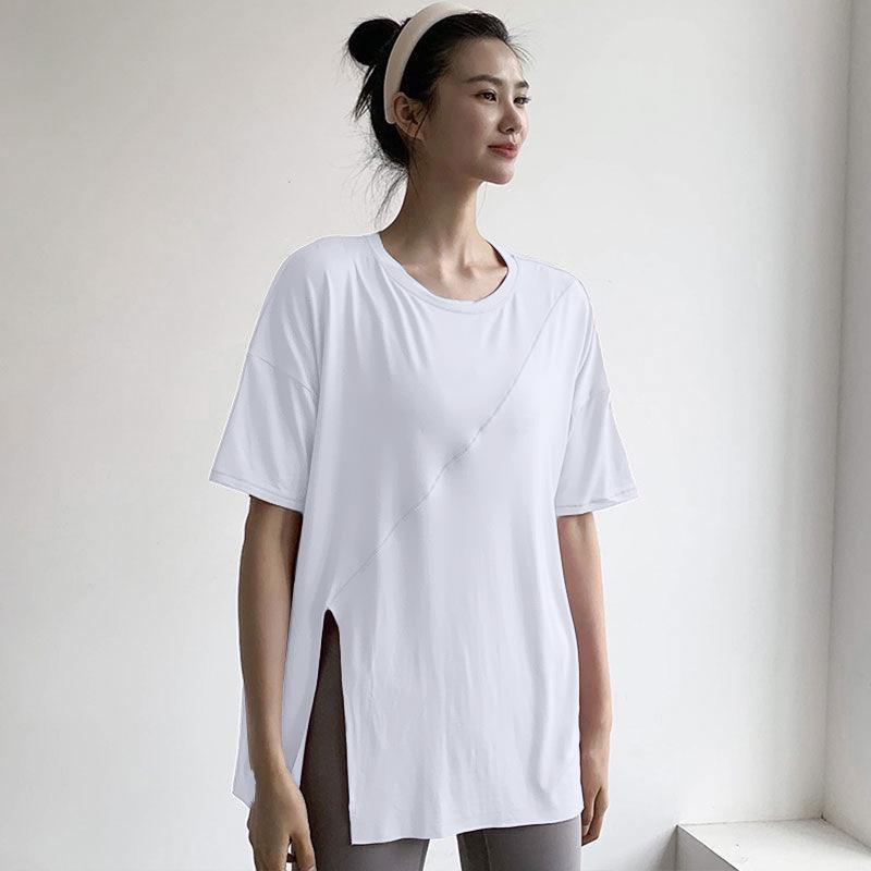 

Летняя женская футболка оверсайз для бега с коротким рукавом, быстросохнущая – Топ для йоги для 200 цзиней MM S