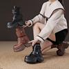 Fashion 10cm New Microfiber Genuine Leather Platform Motorcycle Ankle Knee High Booties Shoes Sneakers Chunky Platform Women Women
