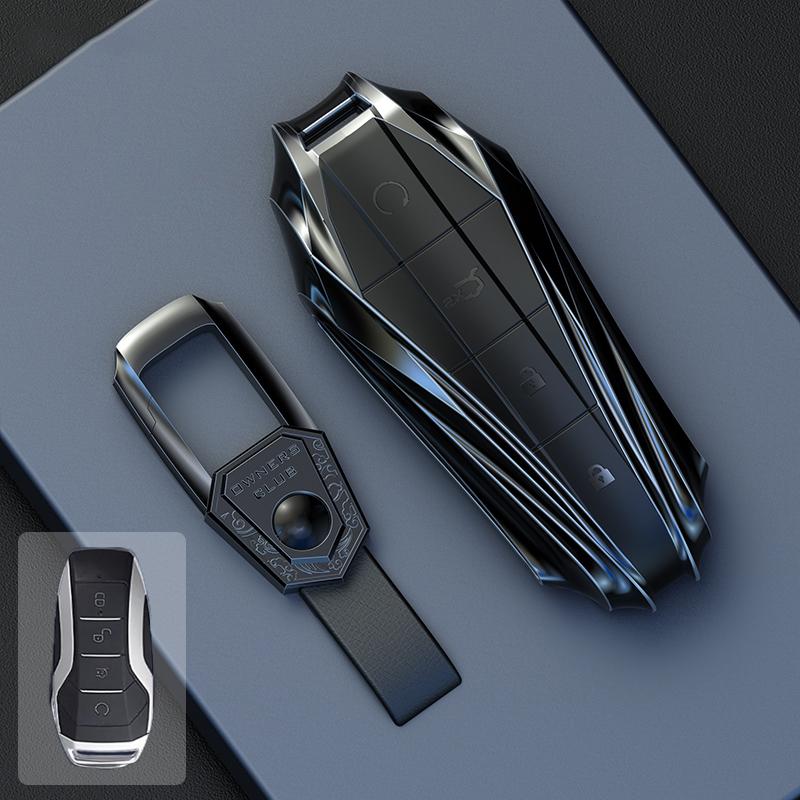 Key Case Cover for BYD Song Plus Atto 3 Han EV Tang DM Qin Seal Dolphin Leather Metal Remote Fob Holder Keychain Car Accessories
