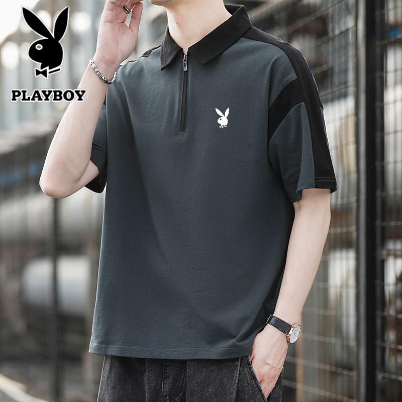 PLAYBOY Men s Summer Half-Zip Polo T-Shirt 3XL