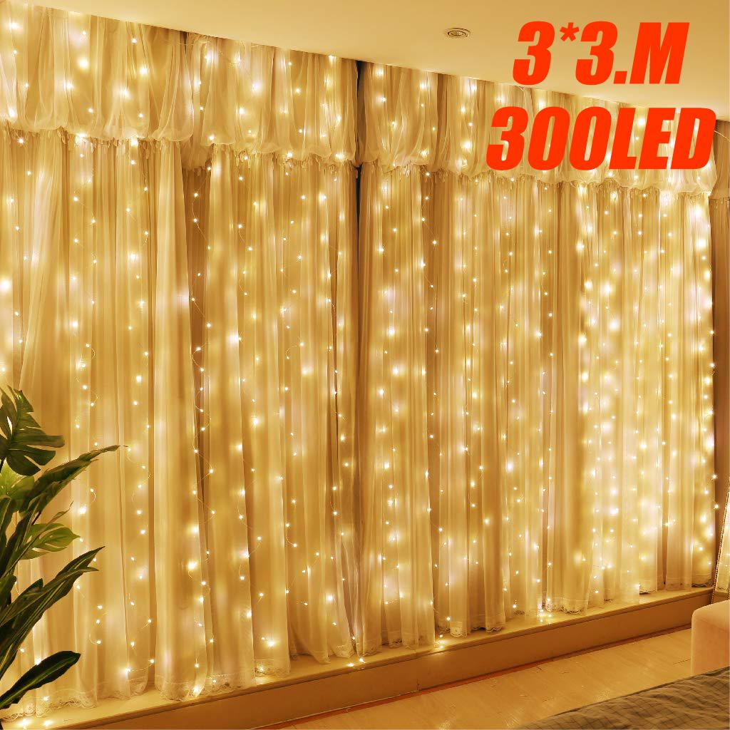 3M*3M Window Curtain Lights 8 Modes LED Fariy String Light 300LED 9.8ft*9.8ft 3M*3M Window Curtain Lights 8 Modes LED Fariy String Light 300LED 9.8ft*9.8ft