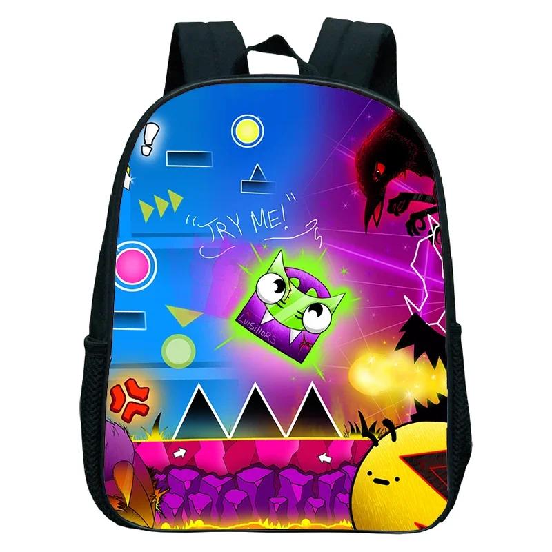 16 Zoll Wütender Geometry Dash Rucksack Jungen Mädchen Schultasche Cartoon Spiel Kinder Kindergarten Schultaschen Kleinkind Kinderrucksack