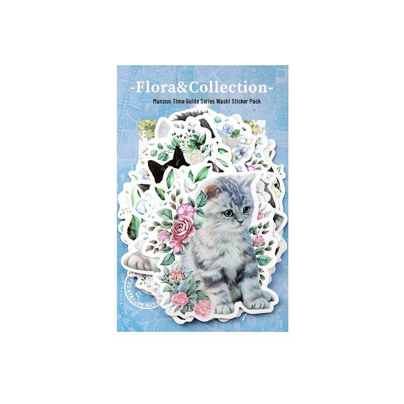 Yan Ji Retro Washi Sticker Pack - Roaming Time Series: 45-Piece Journal Decoration Stickers