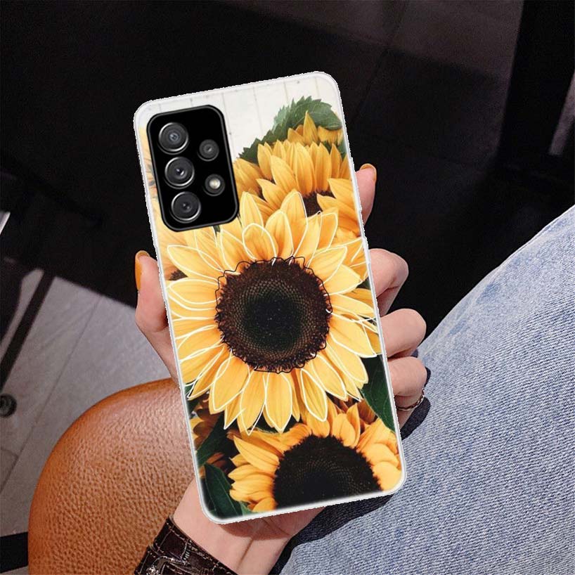 Beauty Yellow Sunflower Print Cover Phone Case For Samsung Galaxy A55 A54 A53 A52 A15 A14 A13 A12 A35 A34 A33 A32 A25 A24 A23 A2