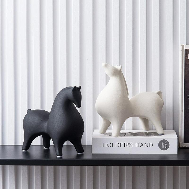 Modern Minimalist Abstract Ceramic Horse Statue for Living Room Entryway Bar Decor Housewarming Gift Contemporary Home Art