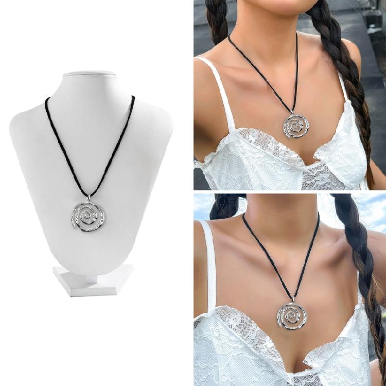 Fashionable Goth Necklace Accessory Chic Swirl Pendant on Velvets Cord Choker