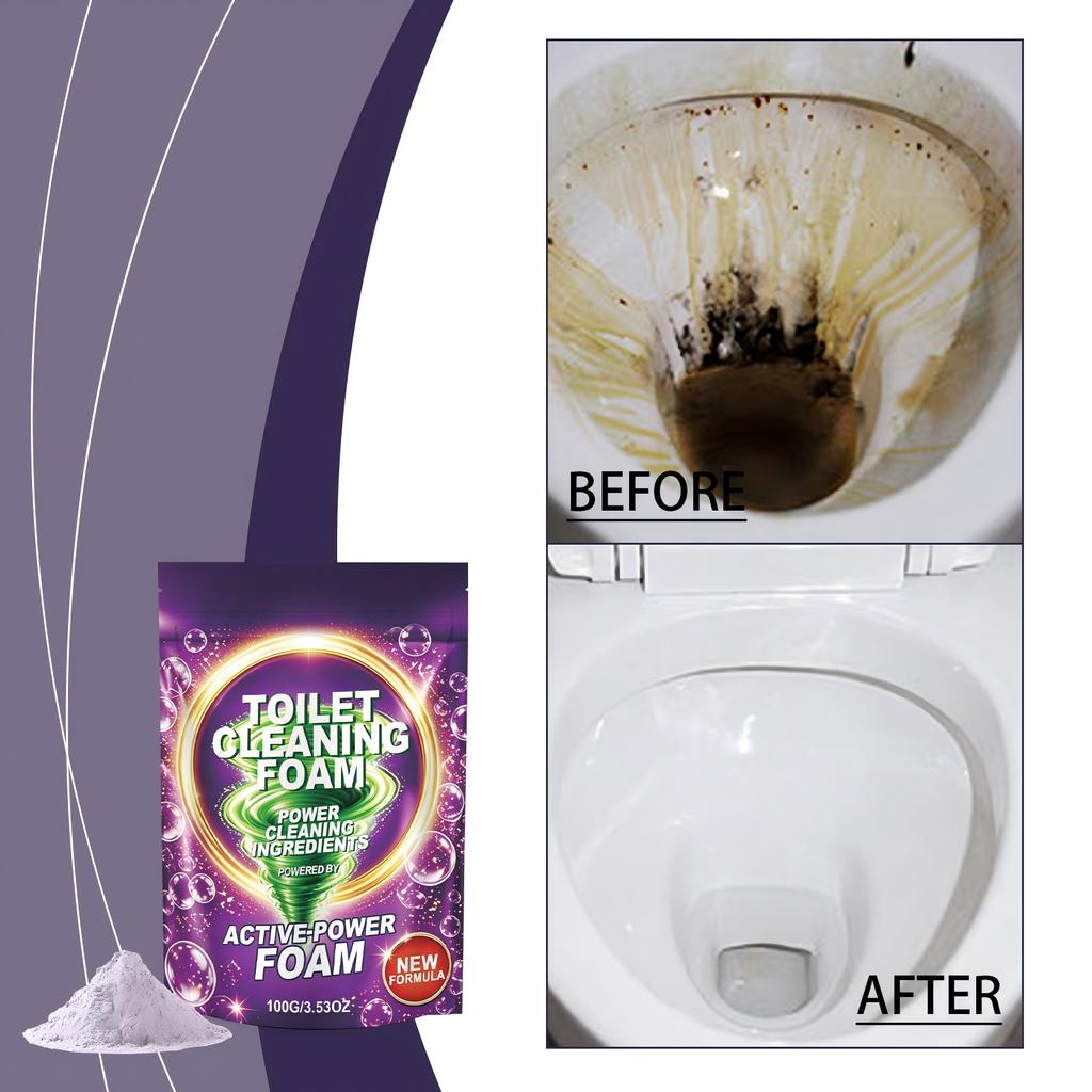 Poudre Moussante Nettoyante pour Toilettes avec Ingrédients Nettoyants Actifs Efficace pour le Nettoyage en Profondeur et l'Élimination des Taches Paquet de 100g Convient pour un Usage Domestique