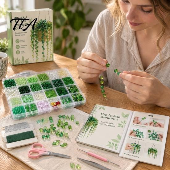 DIY Potted Plant Making Set Beaded Kit, Green Bead Craft Art Hanging And Gift for Adults Crafting Kit Adults, Handmade Gift, Home Desktop Decor