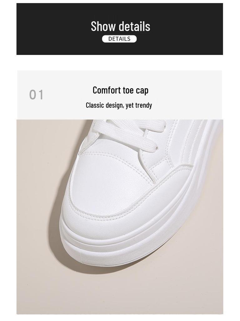 2024 Women's White Korean Style Thick Sole Sneakers: Versatile Autumn Casual Shoes