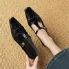 Fashion New Spring/Summer Genuine Leather Women Pumps Shoes for Women Fashion Rivet Square Toe Mary Jane Shoes Women Handmade High Heels
