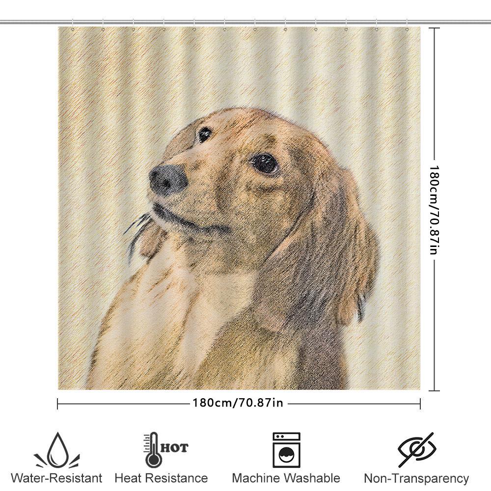 Home Decor Shower Curtain Watercolor Dog Print Bathroom Accessories For Kids Room Yellow Labrador Design Pattern Waterproof Fabr