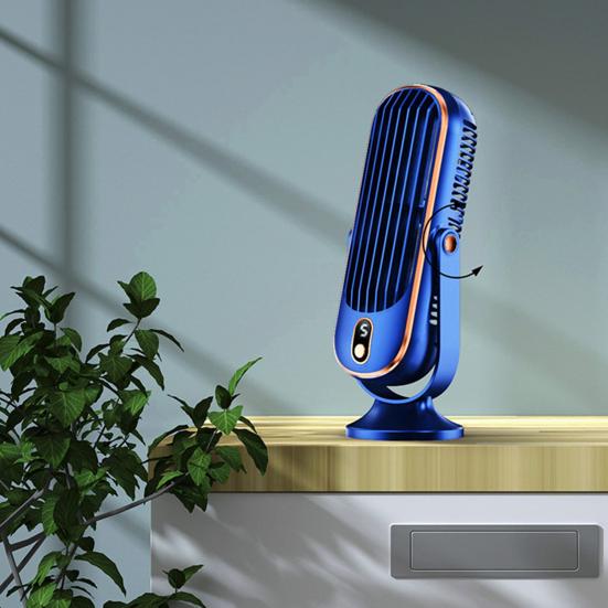 Turbofan Bordventilator med Digitalt Display, Stille Personlig Ventilator med 3 Hastigheder, Genopladelig Lille Ventilator med Timer til Soveværelse Kontor